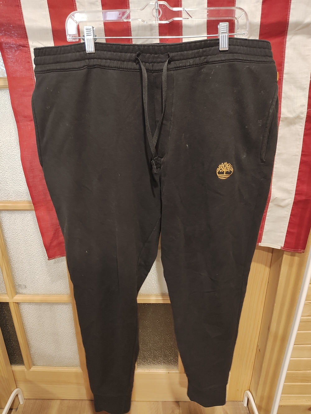 Timberland Black Men's Jogger Sweatpants with Gold Tree Logo
